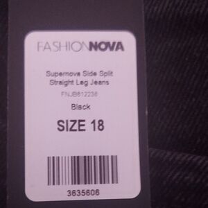 Fashion Nova Supernova Side Split Straight Leg Jeans - Black